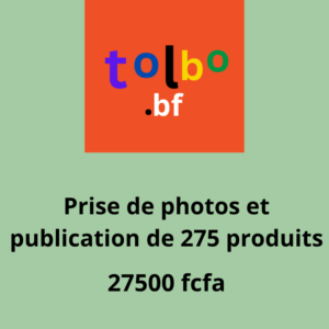 Service de prise de photos et de publication de 275 produits